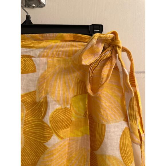 Faithfull The Brand Women Casitas Yellow Floral Wrap Skirt Vacation Resort S - Picture 4 of 7
